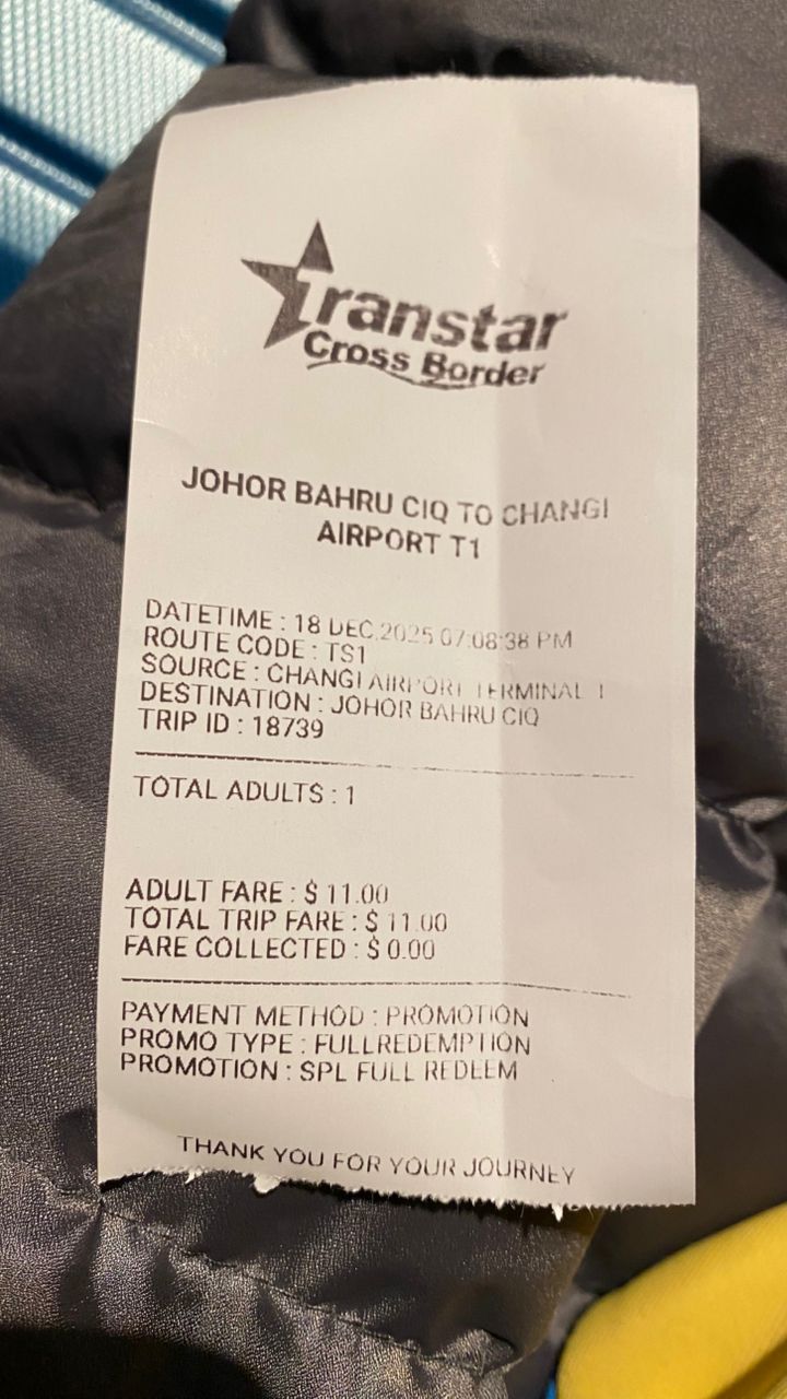 Transtar TS1 bus ticket receipt